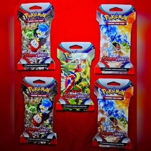 Pokemon Scarlet & Violet Sleeved Booster Pack. Lot of 5.